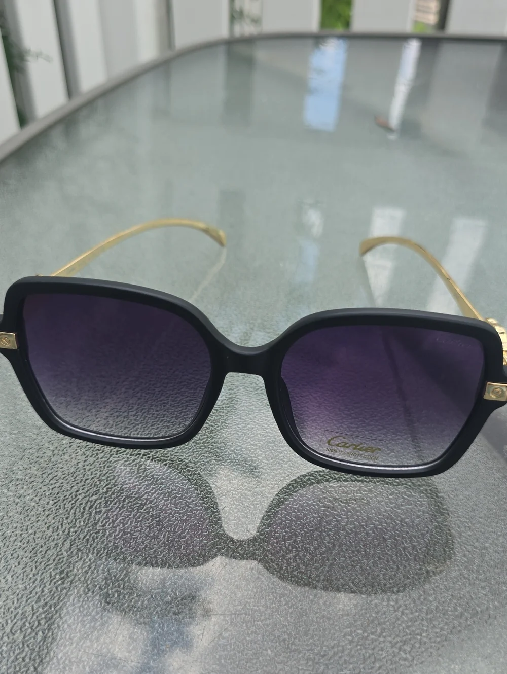 Black Frame Sunglasses with Purple Gradient Lenses